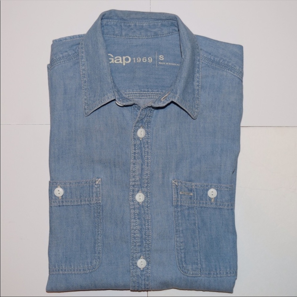 Short Sleeve Jean Button-Up